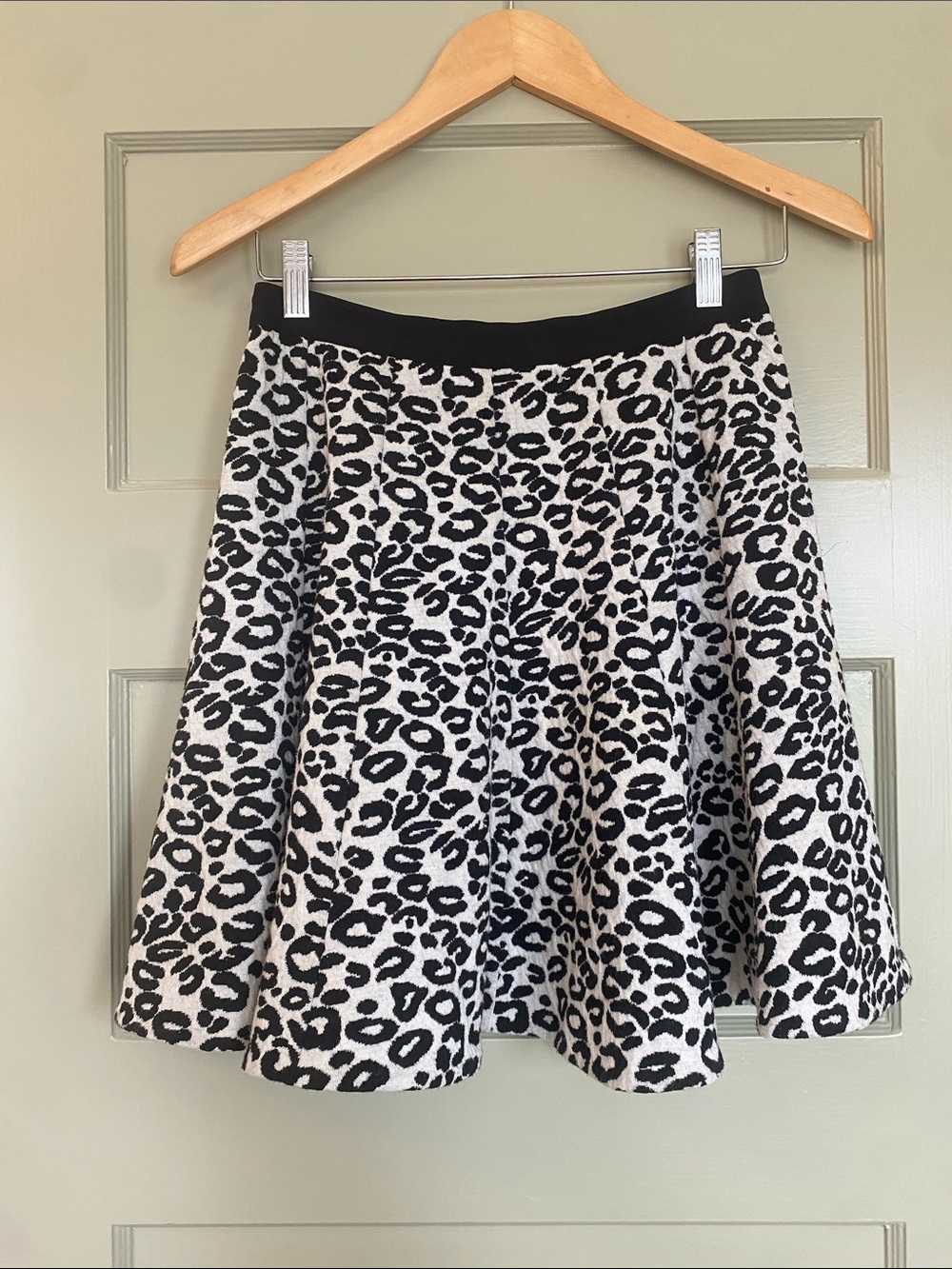 Rebecca Taylor Black and White Leopard-Print Circle Skirt Size 4
